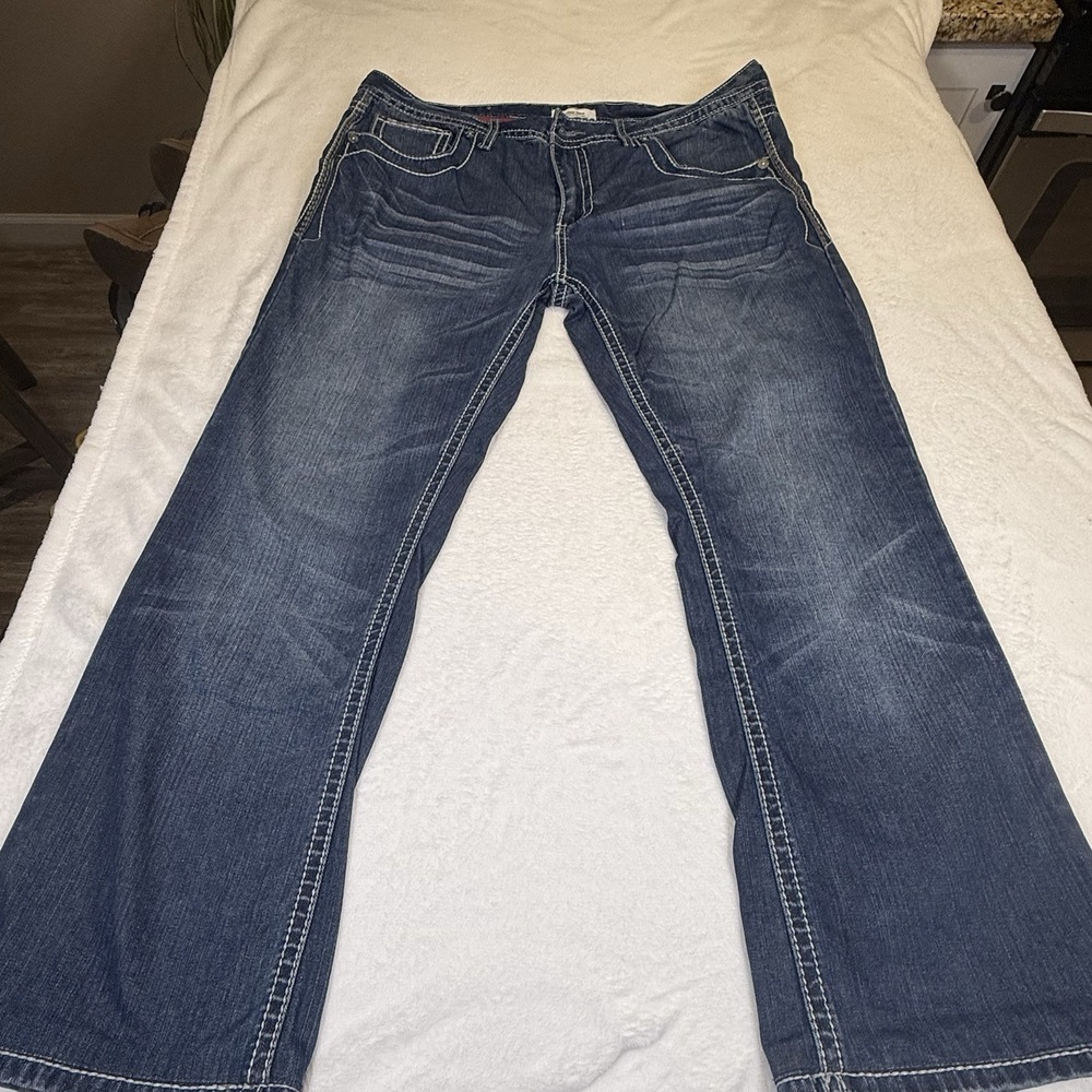 Antique Rivet Jeans Mens 36x32 Actual 40x28 Bootcut Missing Buttons READ